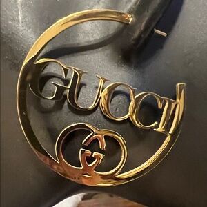 Gold Script Logo Earrings - Gold Tone